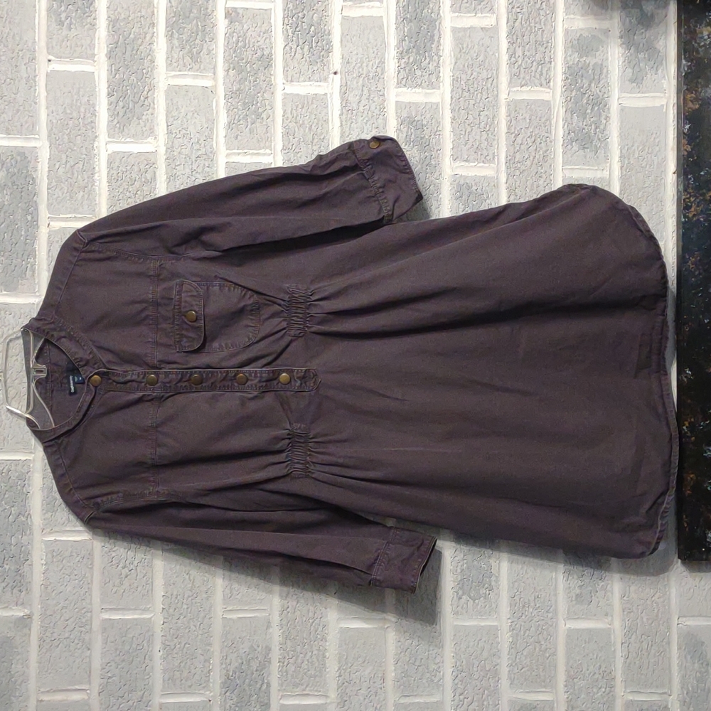 Gap Maternity Women's 100% Cotton Dark Grey Blouse with Gold Buttons Size Medium